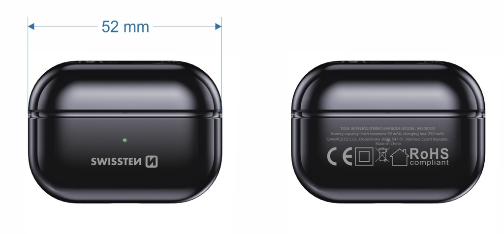 BLUETOOTH TWS EARPHONES SWISSTEN MINIPODS BLACK