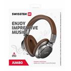 [8595217479876] CASQUE STÉRÉO SANS FIL SWISSTEN JUMBO ARGENT/MARRON
