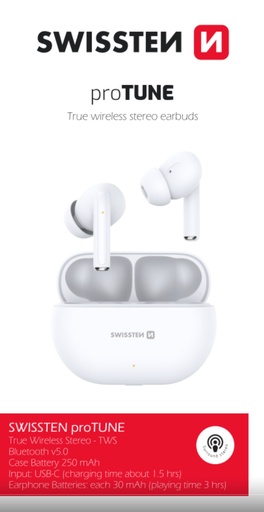 CASQUE BLUETOOTH TWS SWISSTEN PRO TUNE BLANC