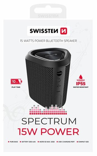 [8595217488595] BLUETOOTH SPEAKER SWISSTEN SPECTRUM 15 W BLACK