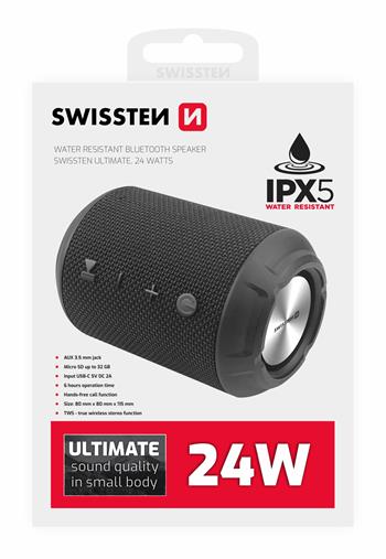 [8595217480322] ENCEINTE BLUETOOTH SWISSTEN ULTIMATE 24W NOIRE