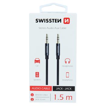 CÂBLE AUDIO SWISSTEN TEXTILE JACK 3,5 mm (mâle) - JACK 3,5 mm (mâle) 1,5 M NOIR